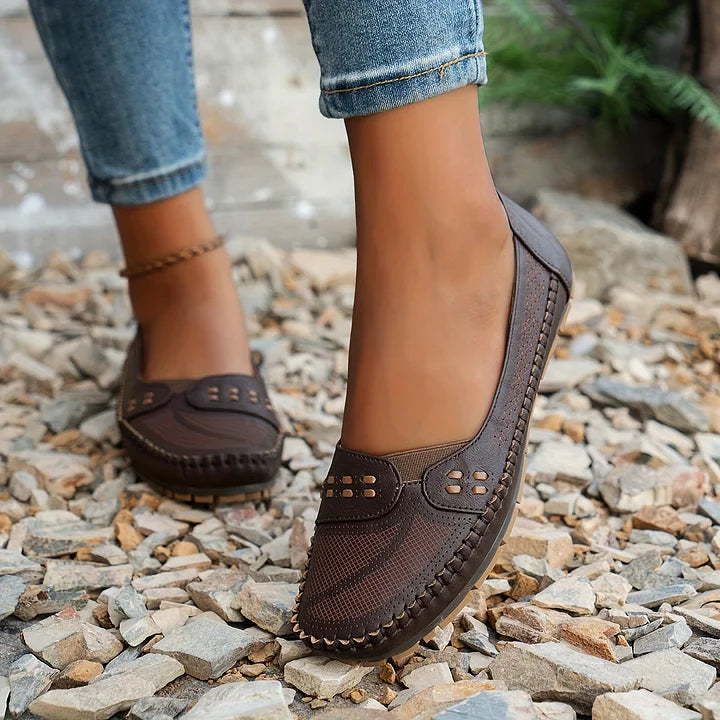 Ariella - Perforated Slip On Loafers