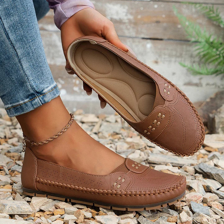 Ariella - Perforated Slip On Loafers
