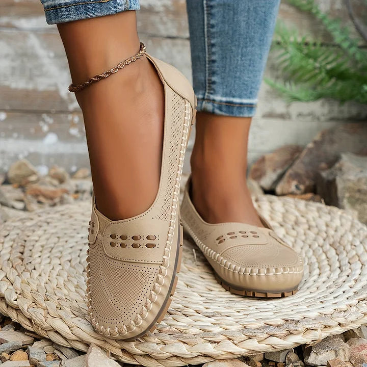 Ariella - Perforated Slip On Loafers