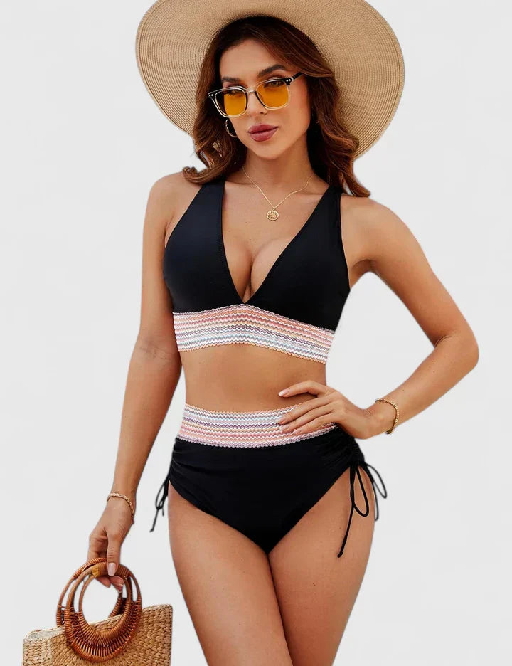 Women's High-Waisted Two-Piece Bikini Swimsuit Set