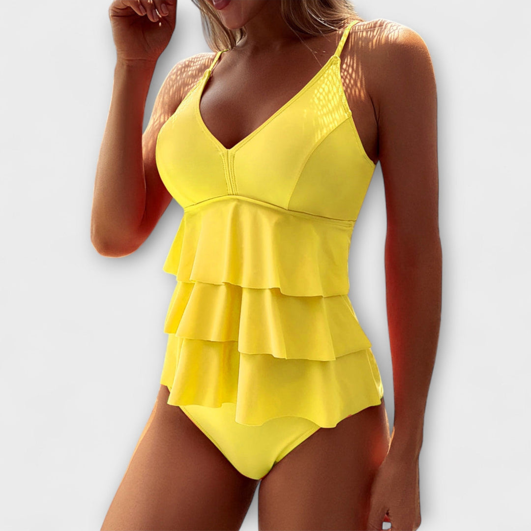 Women's Ruffle-Tiered V-Neck Swimsuit