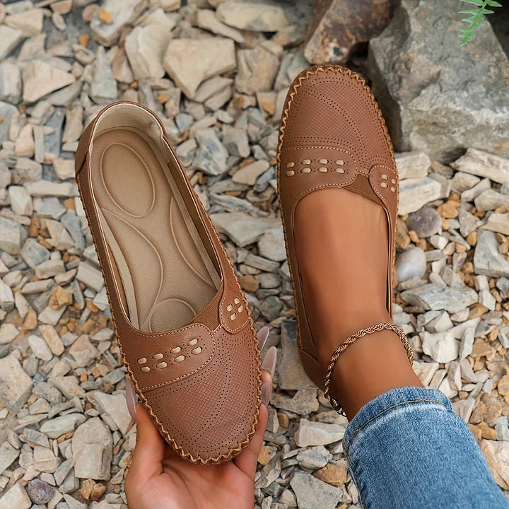 Ariella - Perforated Slip On Loafers