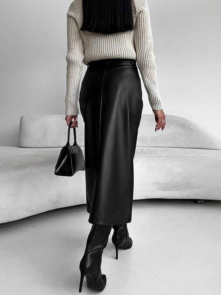 Women’s Elegant Midi Skirt With High Side Slit