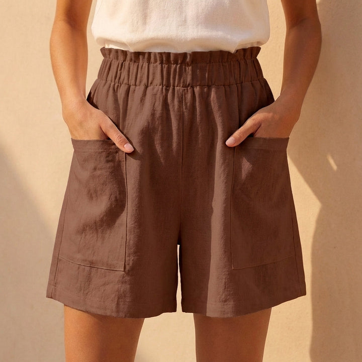 Women's Relaxed Paperbag Waist Shorts With Patch Pockets for Casual Daywear