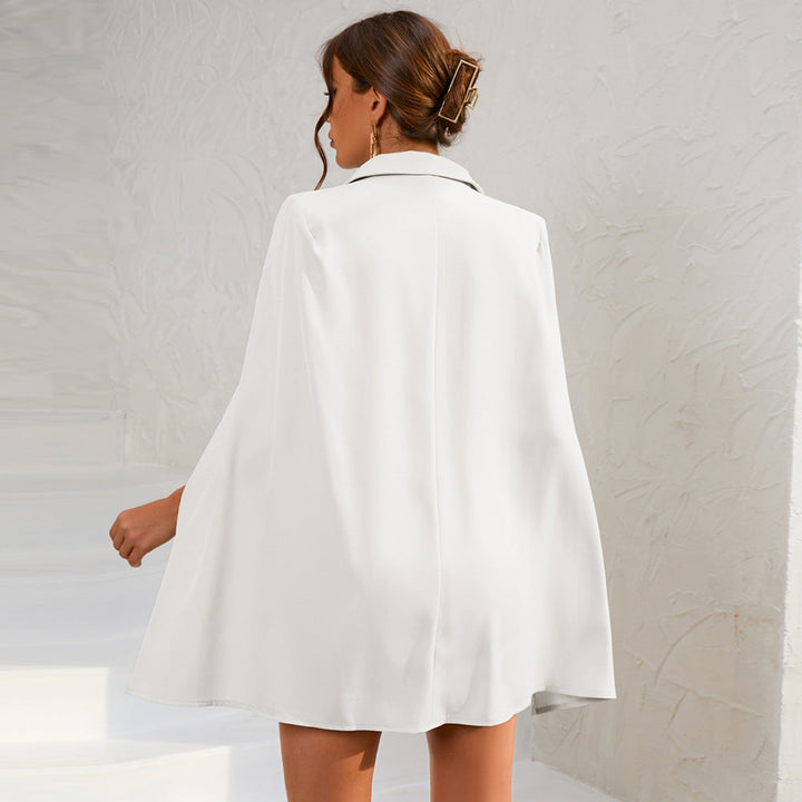 Women's Cape-Style Blazer Mini Dress With Gold Buttons