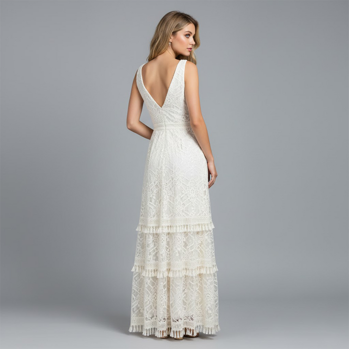 Women's Lace V-Neck Maxi Dress