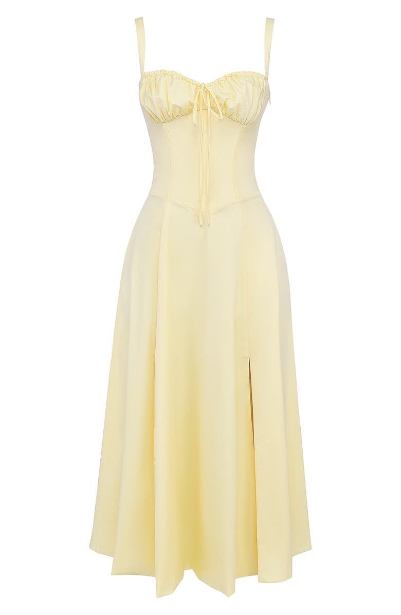 Women's Corset Midi Dress With Flowing Skirt