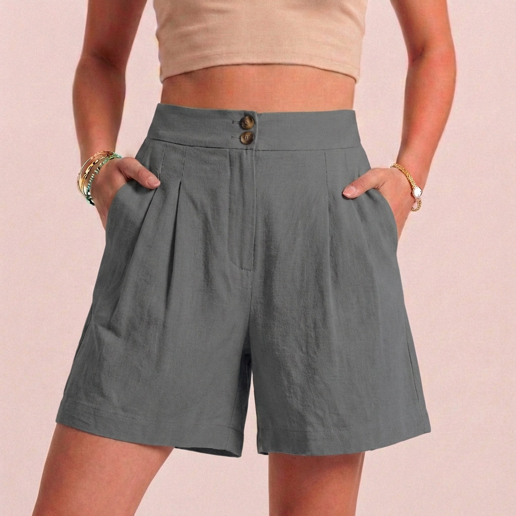 Women's Relaxed Paperbag Waist Shorts With Tailored Side Pockets