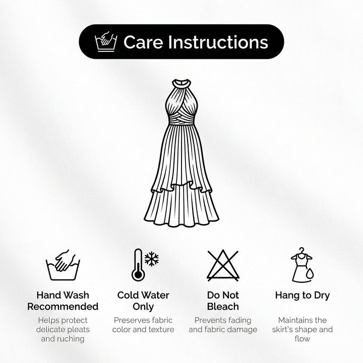 Women's Halter Maxi Dress with Ruched Bodice and Ruffled Pleated Skirt