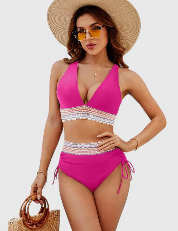 Women's High-Waisted Two-Piece Bikini Swimsuit Set