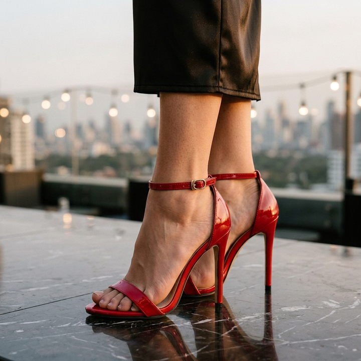 Women's Spike Heel Dress Sandals With Ankle-Strap Closure