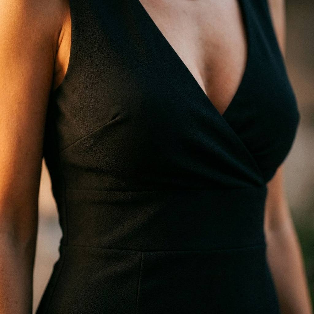 Women's Fitted V-Neck Wrap Maxi Dress With High Slit