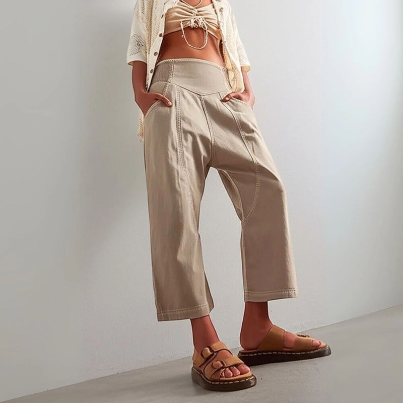 Women's Wide-Waistband Cropped Pants