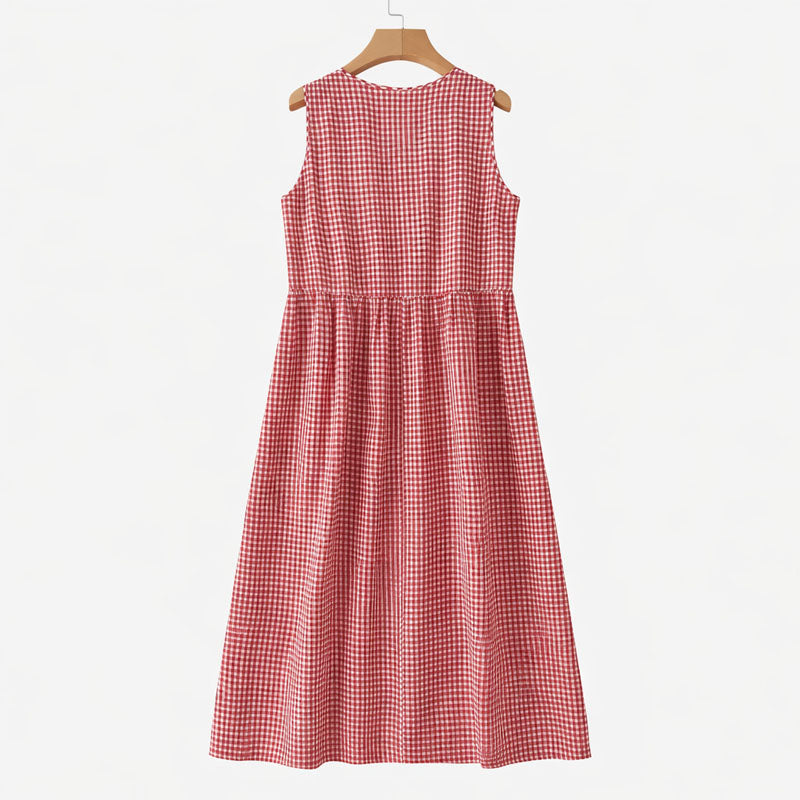 Women's Sleeveless Check Midi Dress
