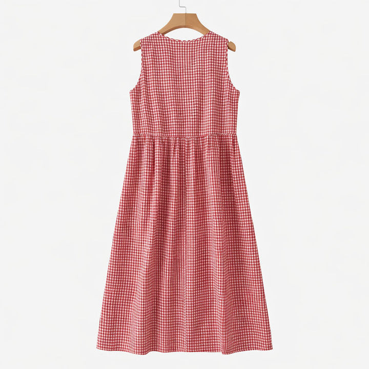 Women's Sleeveless Check Midi Dress
