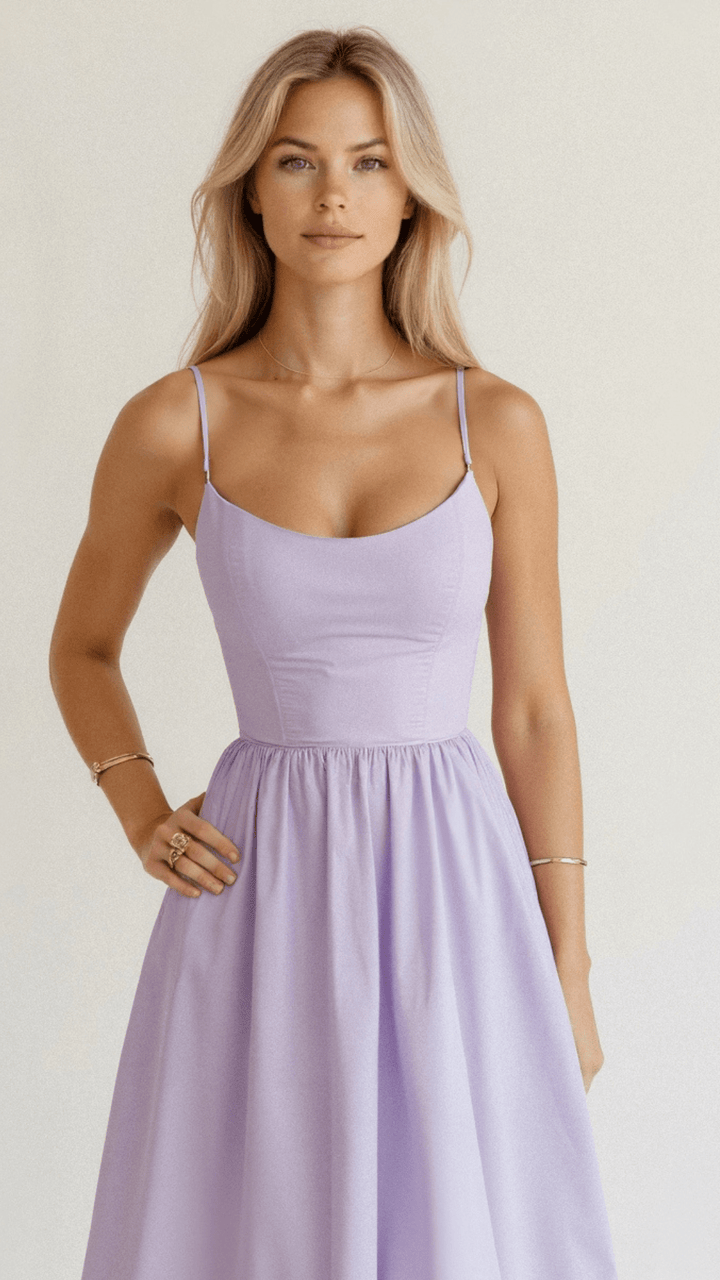 Women's Ascot-Style A-Line Midi Dress
