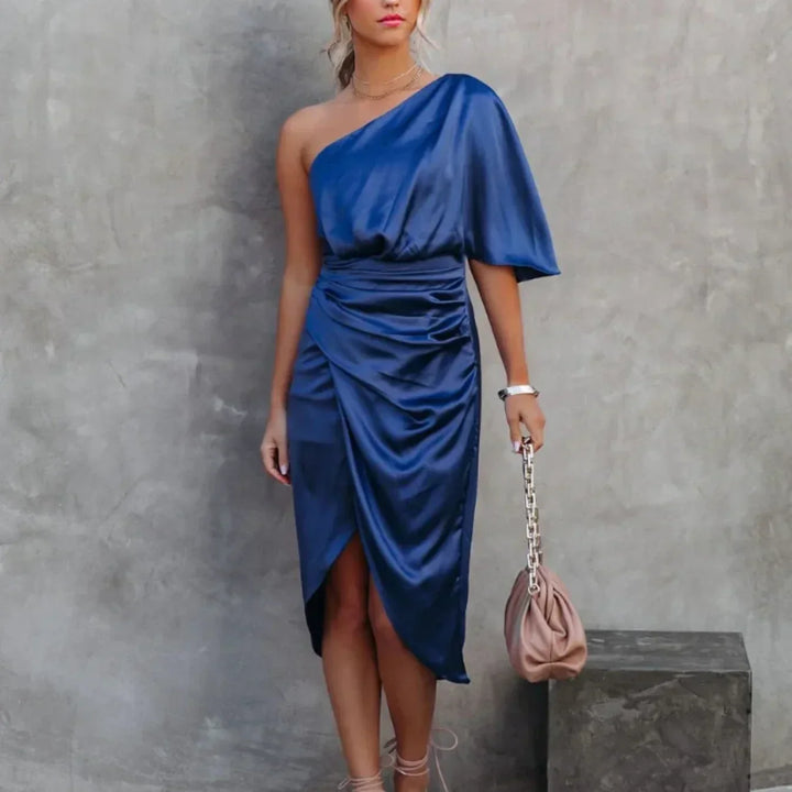 Women's One-Shoulder Wrap Mini Dress