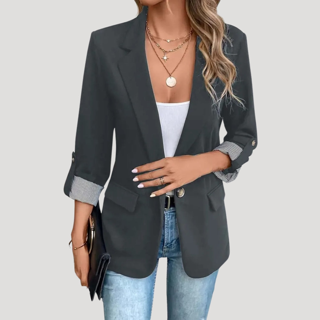 Women's Tailored Single-Breasted Roll-Up Blazer