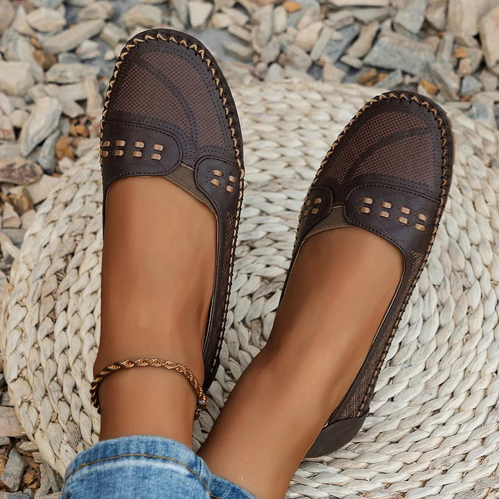 Ariella - Perforated Slip On Loafers
