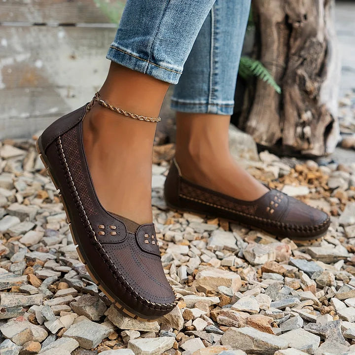 Ariella - Perforated Slip On Loafers
