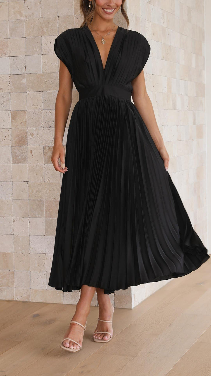 Women's V-Neck Fit-and-Flare Midi Dress