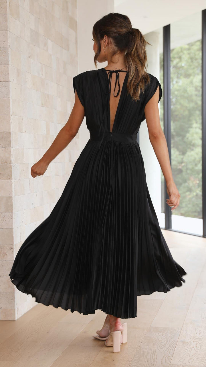 Women's V-Neck Fit-and-Flare Midi Dress