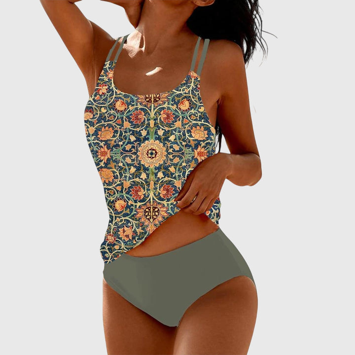 Women's Printed Strappy Tankini Swimsuit