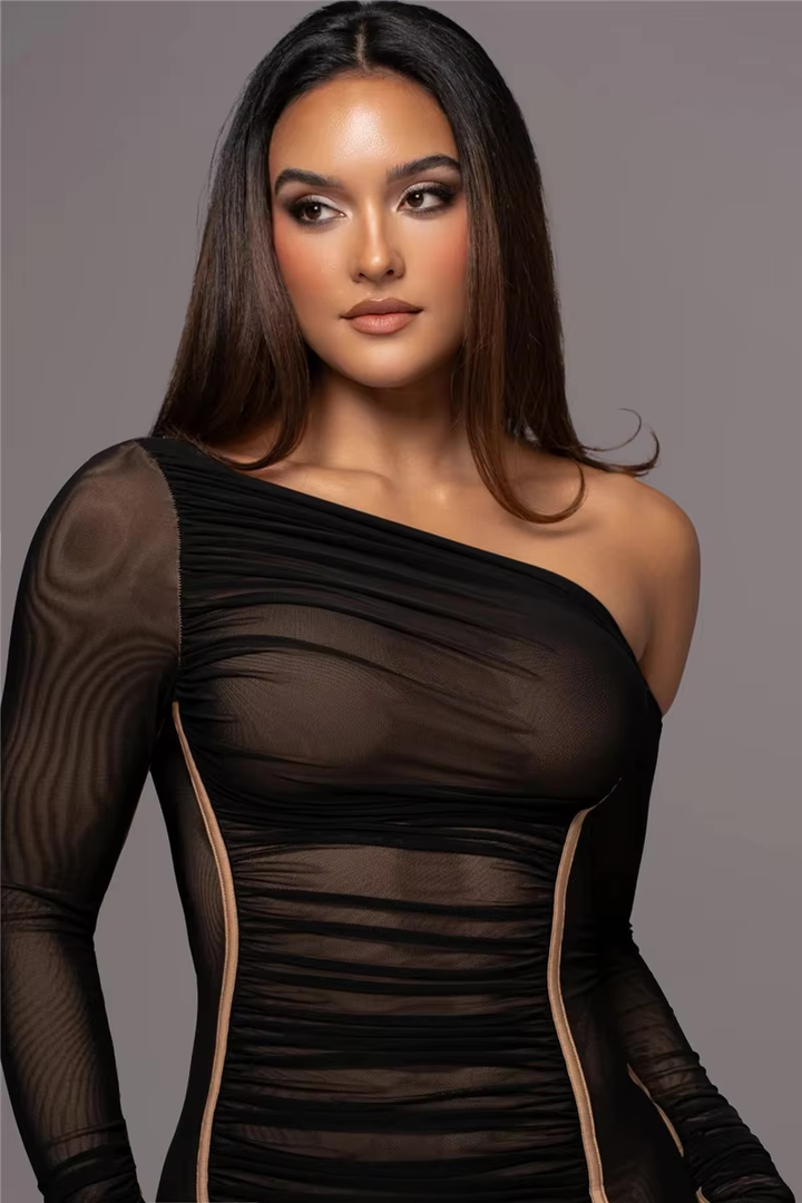 Women's One-Shoulder Bodycon Midi Dress