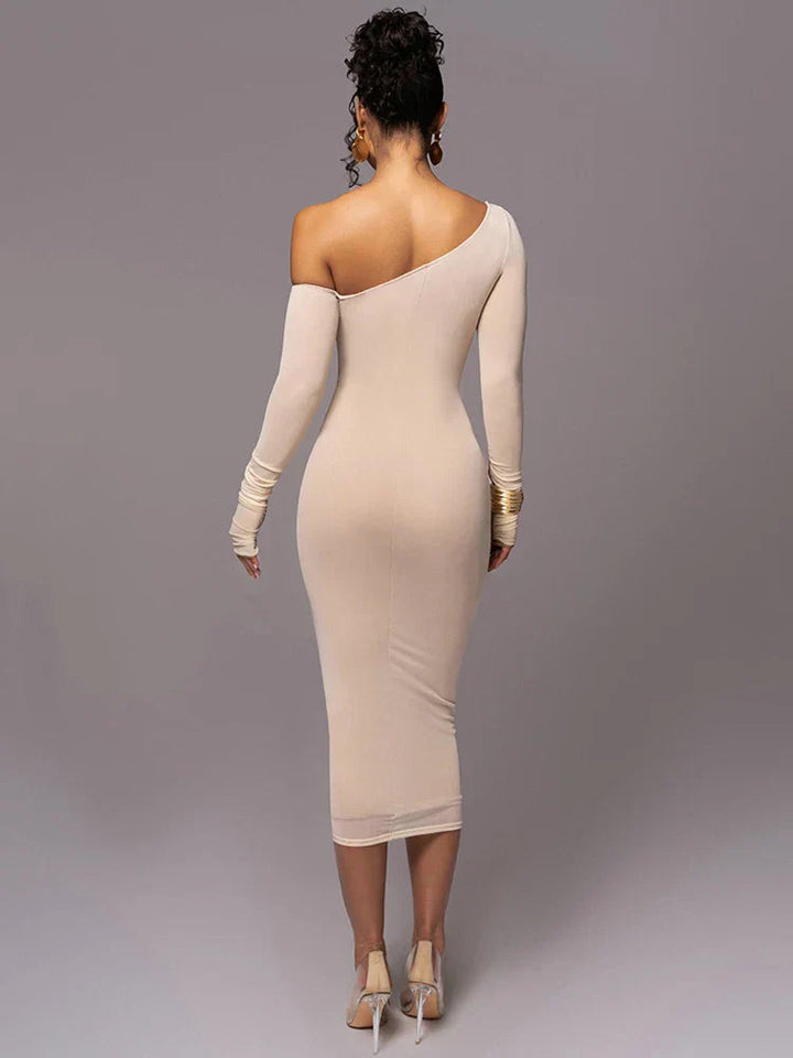 Women's One-Shoulder Bodycon Midi Dress