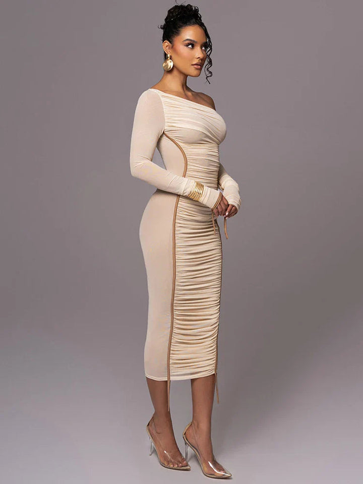 Women's One-Shoulder Bodycon Midi Dress