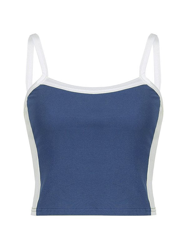 Women’s Vintage Cropped Cami Top with Contrast Stripe