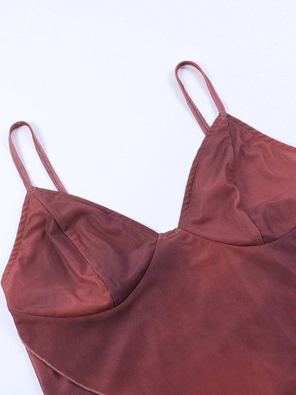 Women's Crisscross Mesh Crop Cami Top