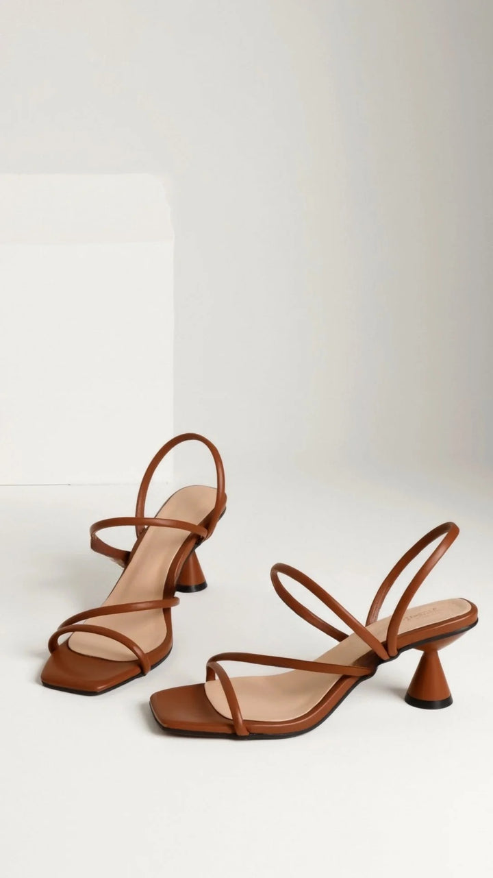 Women’s Aria Flared Heel Sandals – Multi-Strap Minimalist Heels
