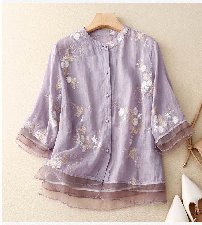 Women's Floral Button-Front Blouse