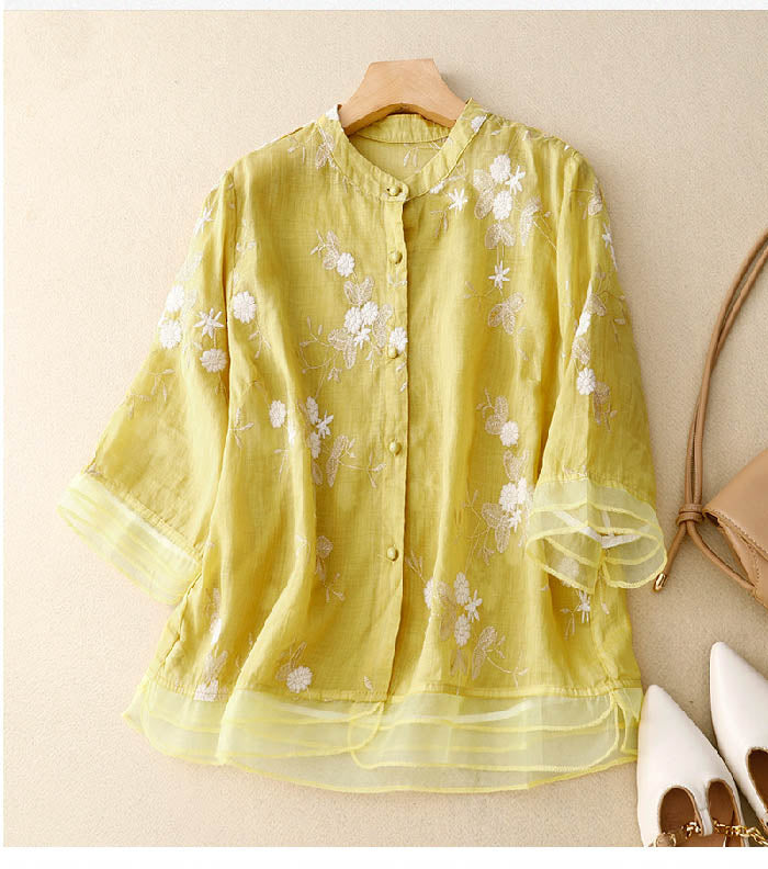 Women's Floral Button-Front Blouse