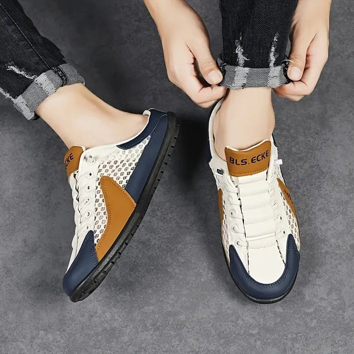 Men's Backless Lace-Up Half-Shoe Slip-On Sneaker Mules
