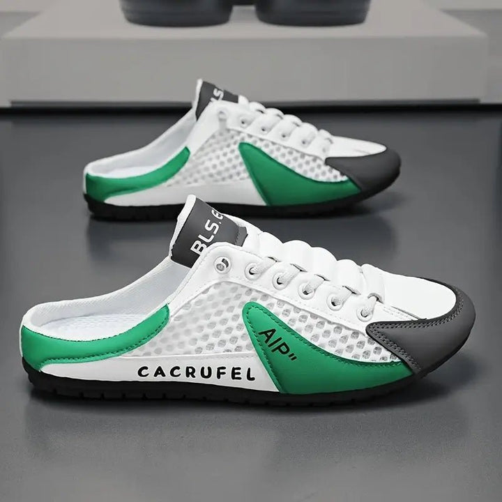 Men's Backless Lace-Up Half-Shoe Slip-On Sneaker Mules