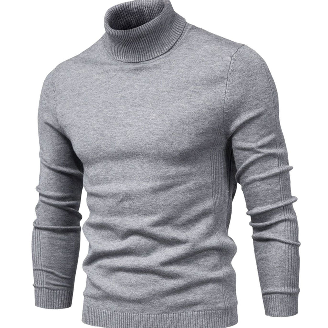 Men's Casual Turtleneck Slim-Fit Knit Sweater - Gray