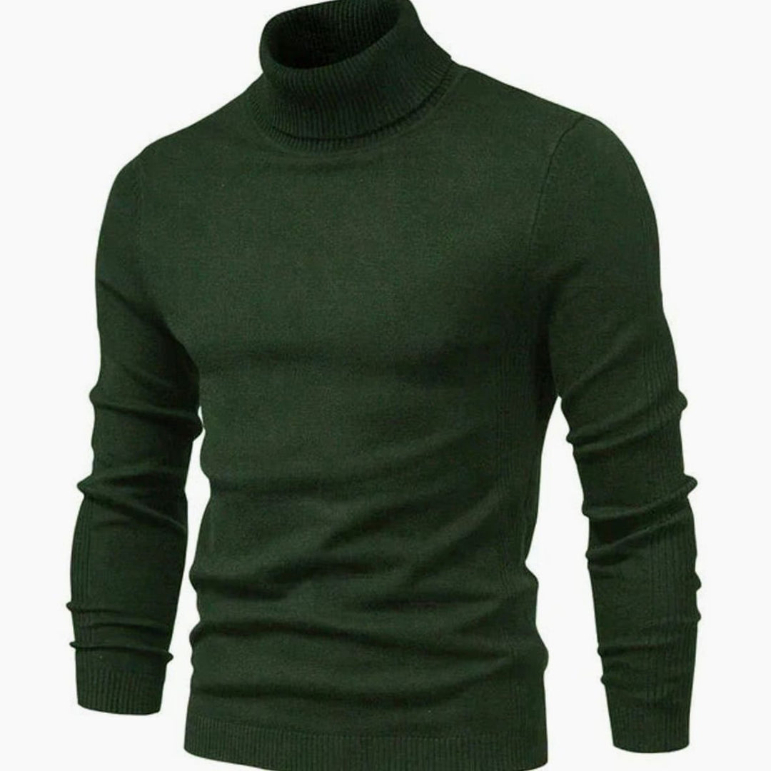 Men's Casual Turtleneck Slim-Fit Knit Sweater - Green