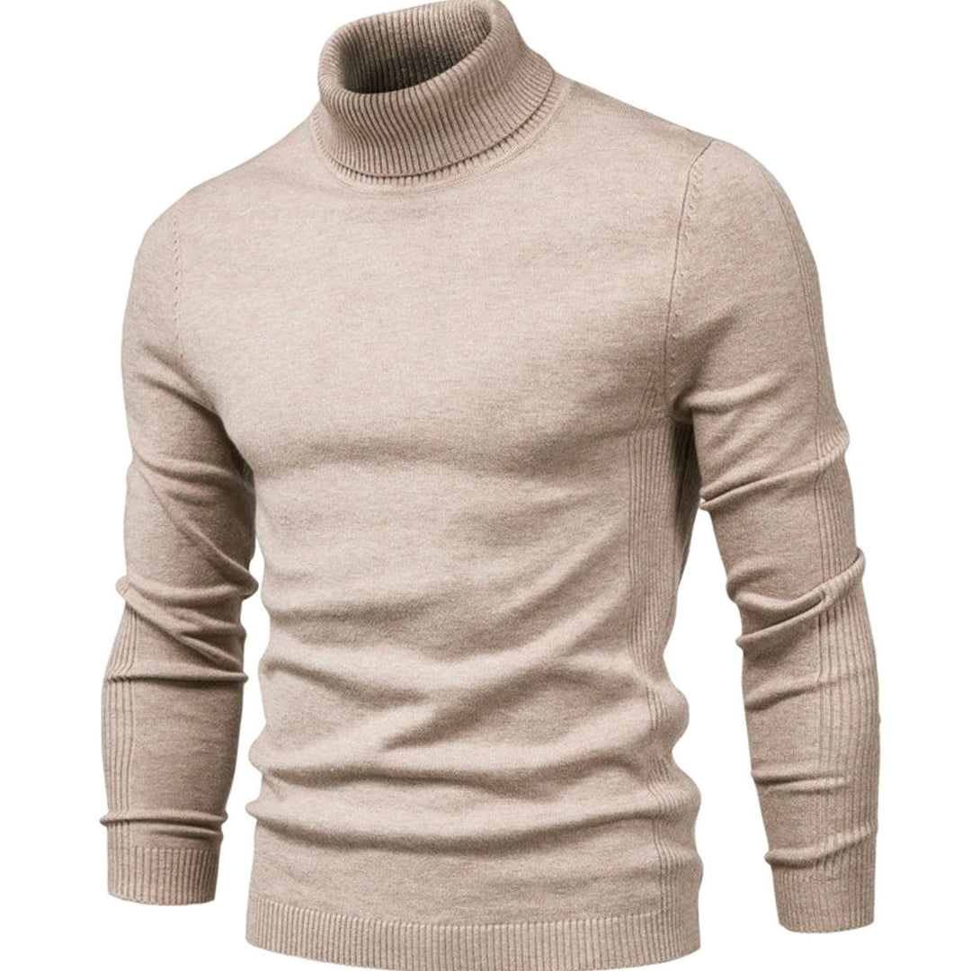 Men's Casual Turtleneck Slim-Fit Knit Sweater - Beige