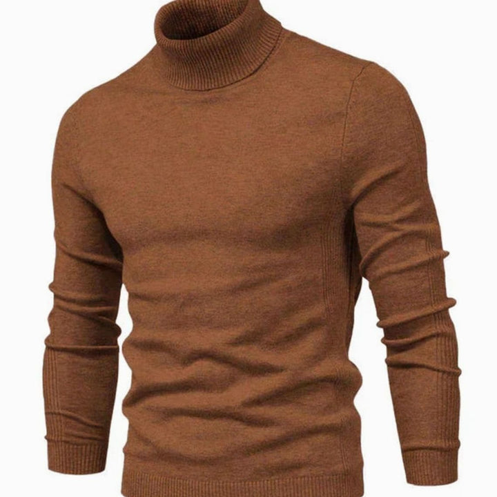 Men's Casual Turtleneck Slim-Fit Knit Sweater - Brown