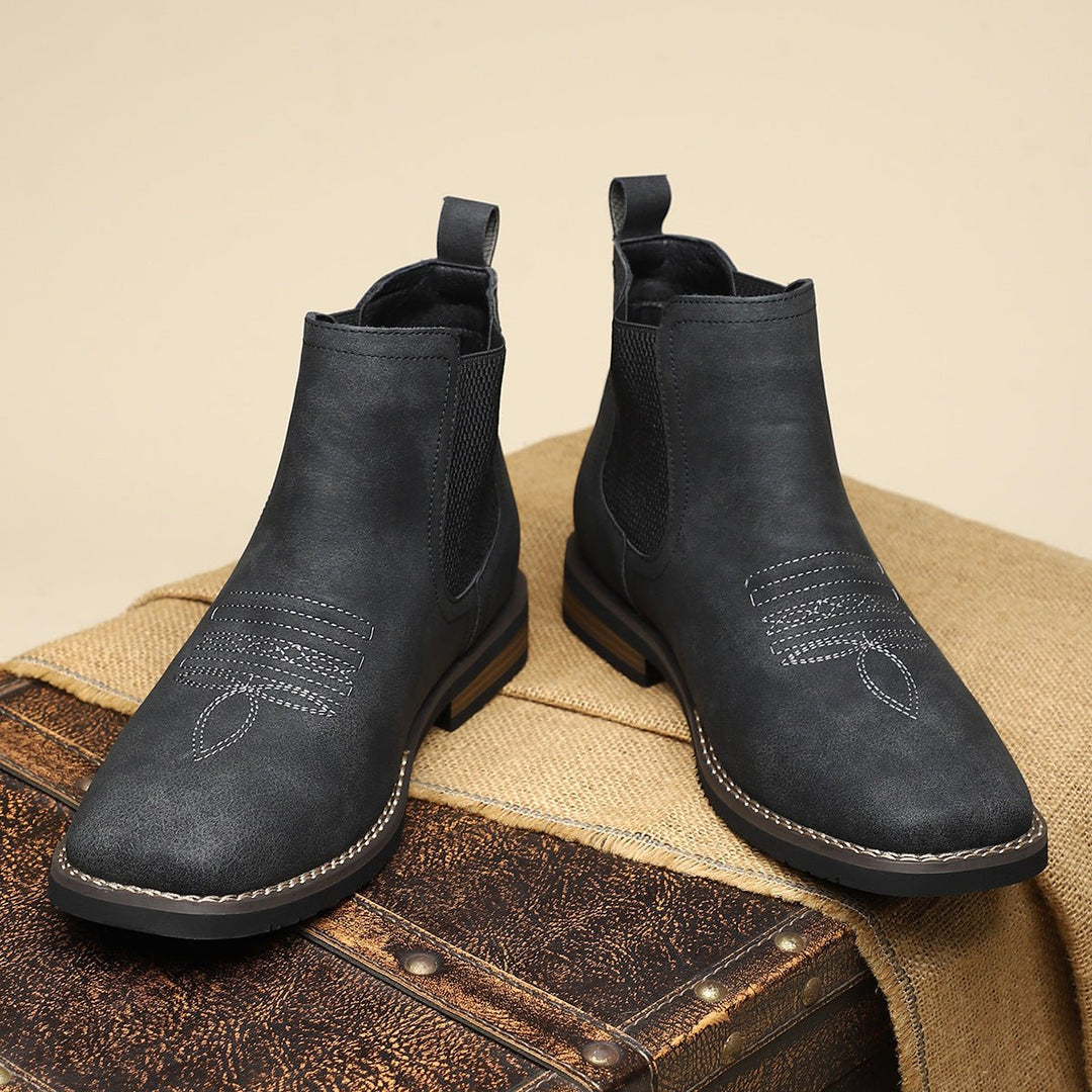 Men's Chelsea Slip-On Western-Stitch Ankle Boots - Midnight Black