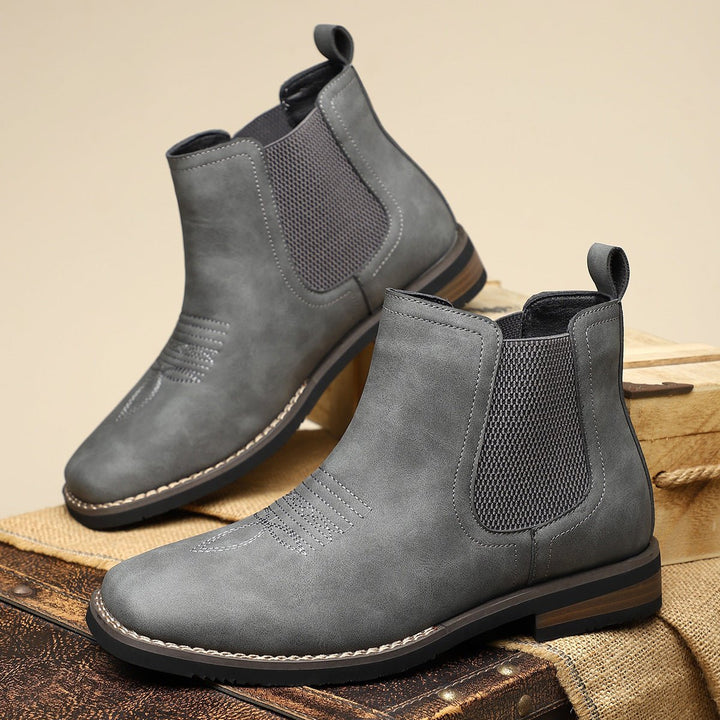 Men's Chelsea Slip-On Western-Stitch Ankle Boots - Charcoal