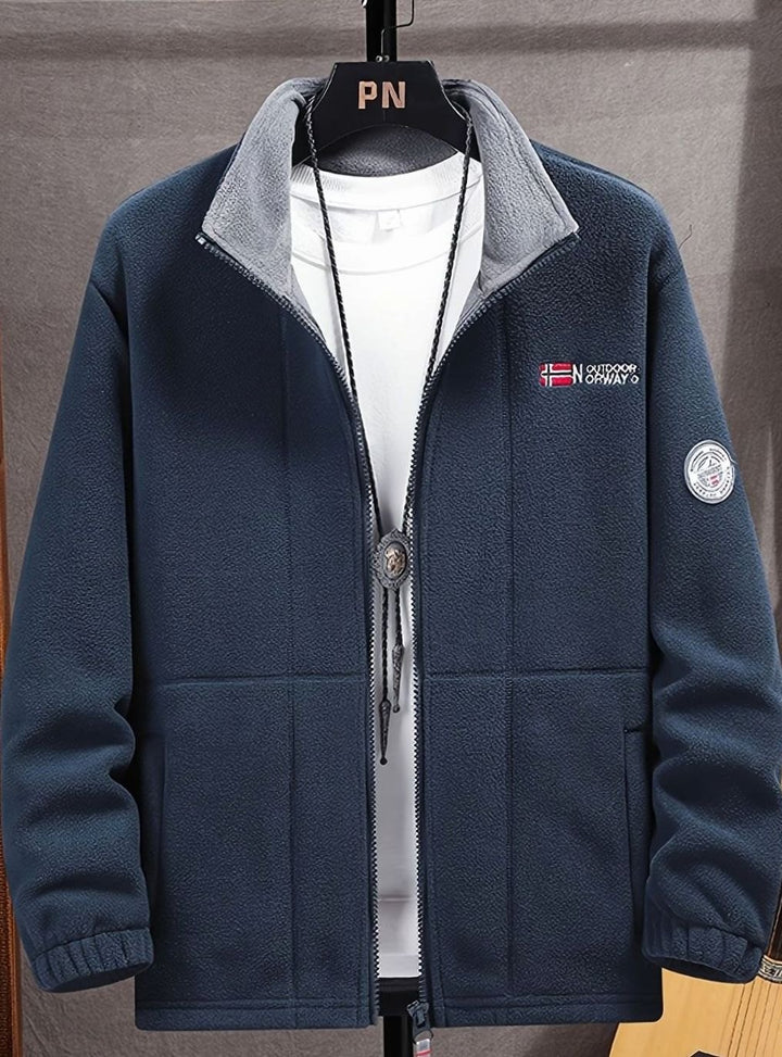 Men's Classic Full-Zip Mock Neck Outdoor Fleece Jacket