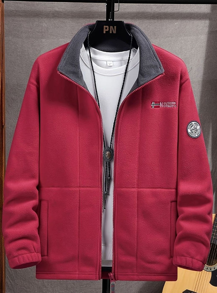 Men's Classic Full-Zip Mock Neck Outdoor Fleece Jacket