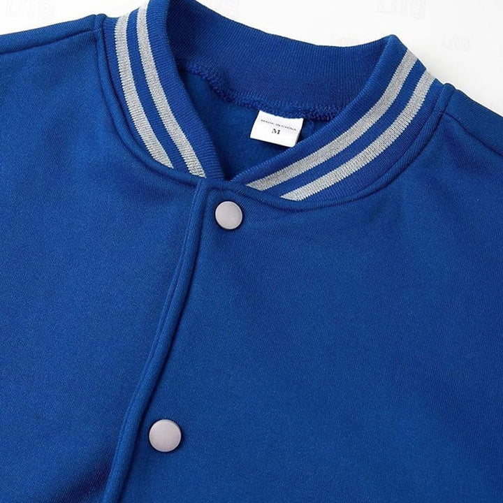 Men's Classic Varsity Bomber Jacket Ribbed Snap-Button