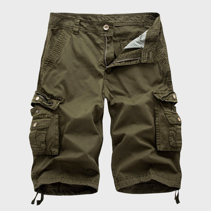 Men's Cotton Multi-Pocket Drawstring Cargo Shorts - Green