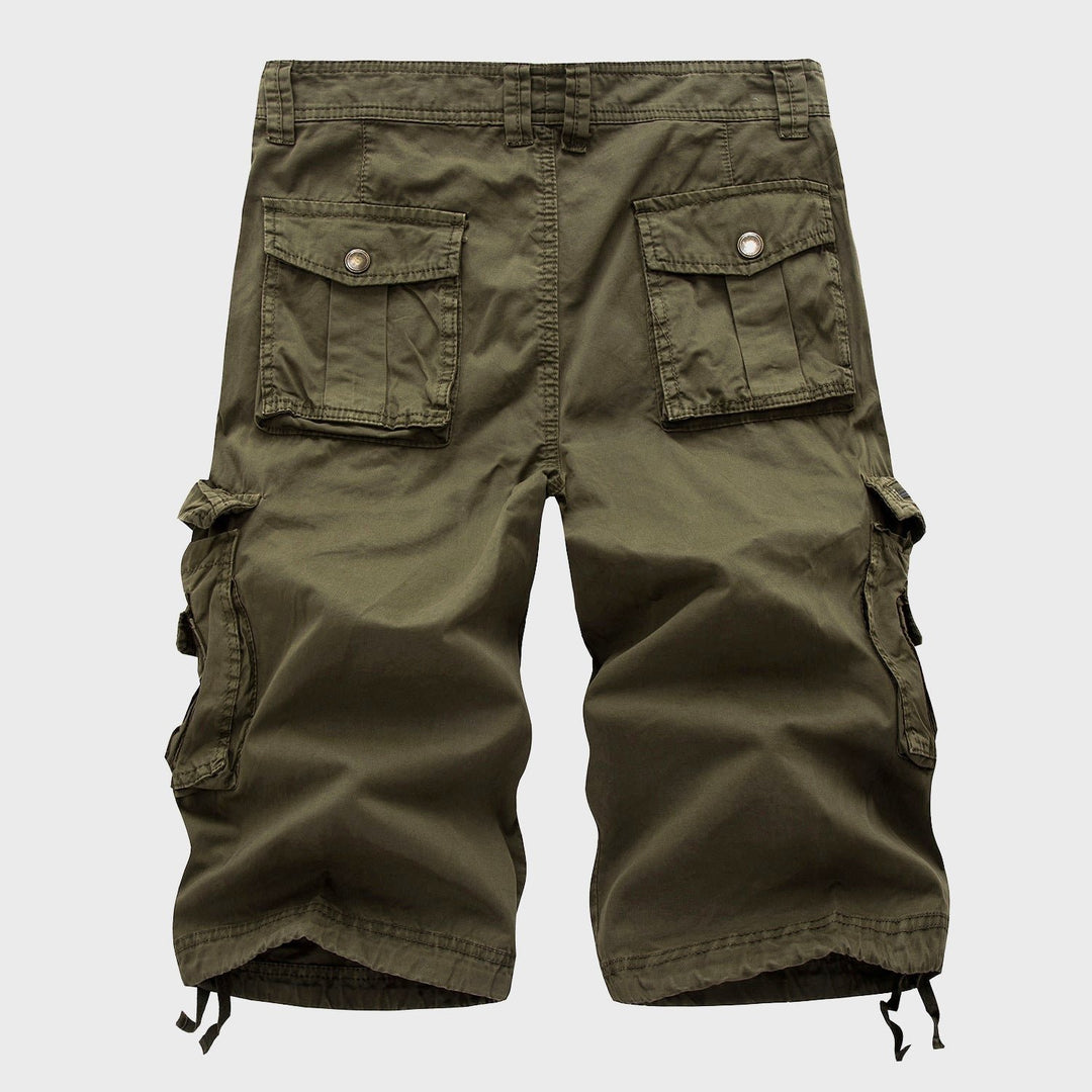 Men's Cotton Multi-Pocket Drawstring Cargo Shorts