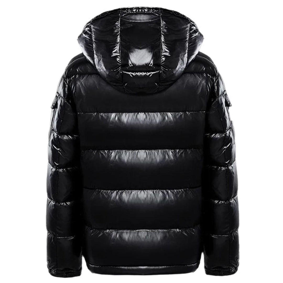 Men's Hooded Insulated Glossy Quilted Jacket Full-Zip Winter Puffer
