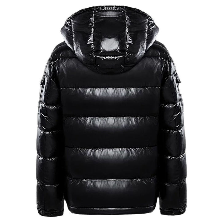 Men's Hooded Insulated Glossy Quilted Jacket Full-Zip Winter Puffer